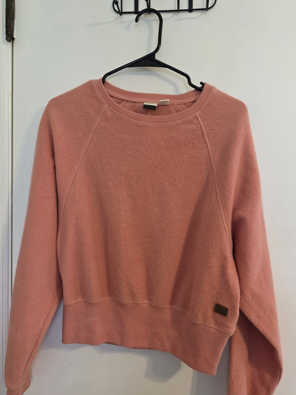 ROXY Women’s Small Dusty Coral Pink Fleece Crewneck Sweatshirt Raglan